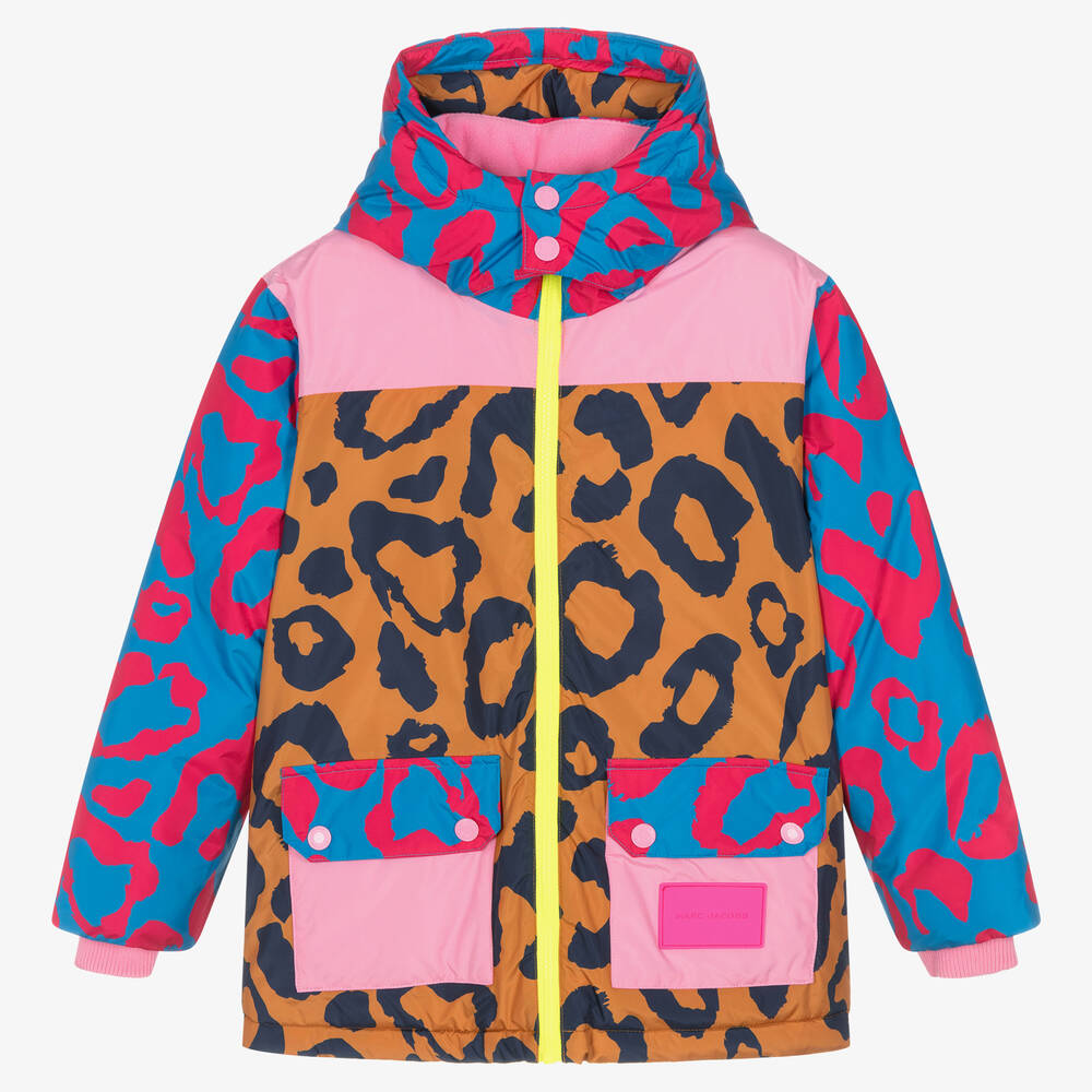新発売 Pink & Brown Girls Teen - JACOBS MARC Leopard Coat Ski スキー