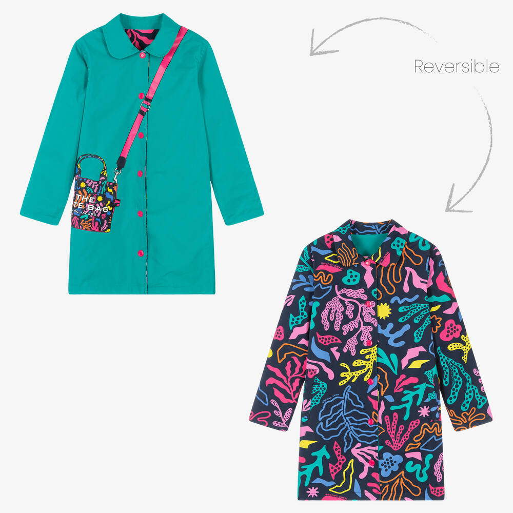 MARC JACOBS - Teen Girls Green & Blue Reversible Coat | Childrensalon