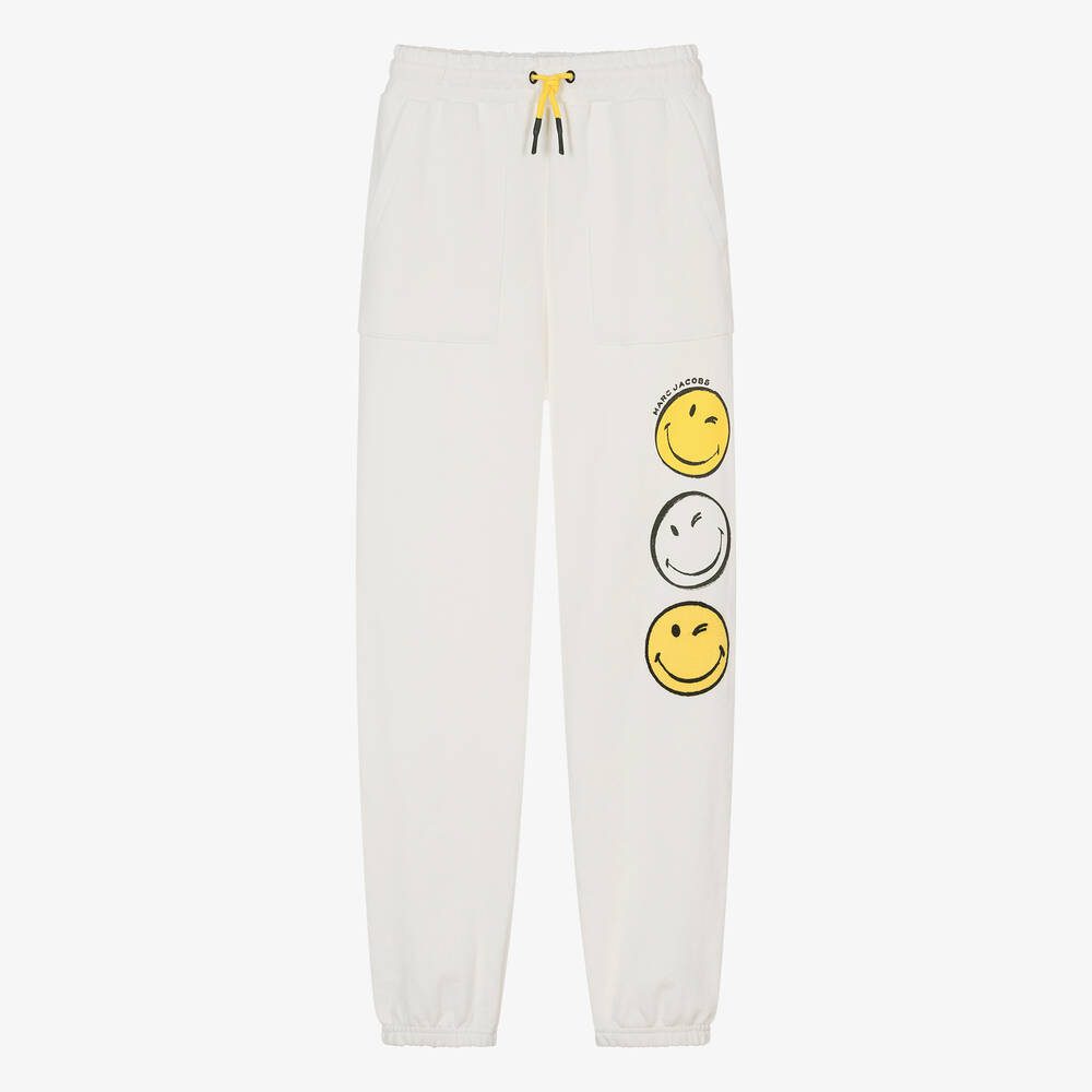 MARC JACOBS-Teen Girls Ivory Smiley Face Joggers | Childrensalon Outlet