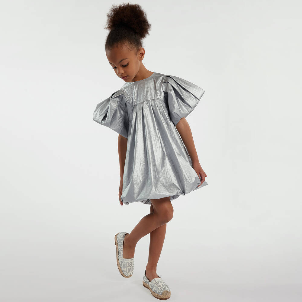 MARC JACOBS - Teen Girls Metallic Silver Puffed Dress