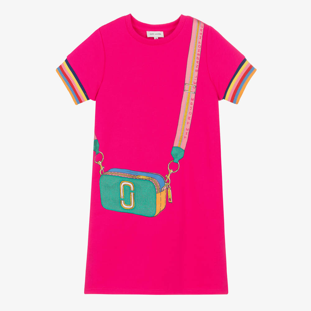 MARC JACOBS - Неоново-розовое платье с принтом-сумкой | Childrensalon