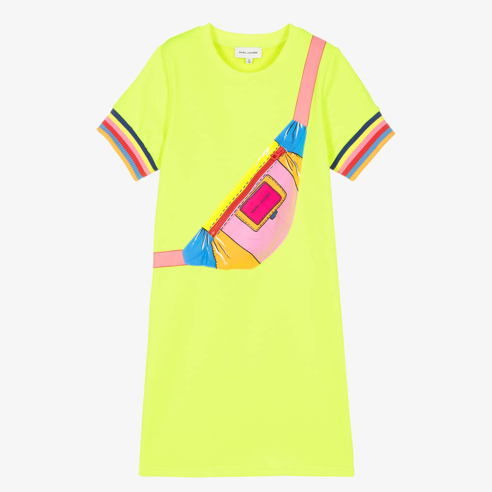 MARC JACOBS - Robe jaune fluo imprimée sac ado fille | Childrensalon