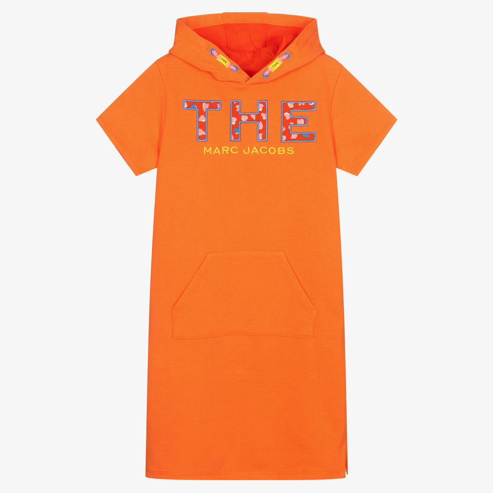 MARC JACOBS - فستان هودي تينز بناتي قطن لون برتقالي | Childrensalon