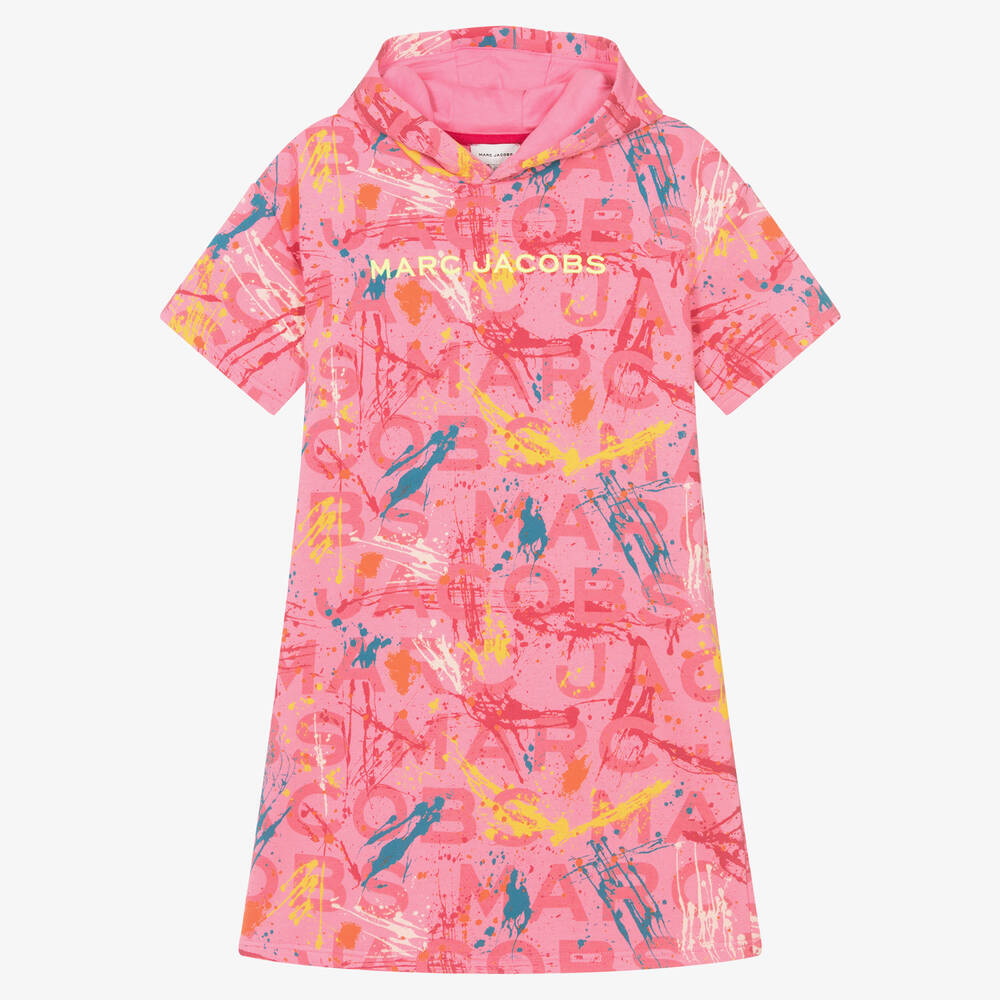 MARC JACOBS - Розовое хлопковое платье с брызгами краски | Childrensalon