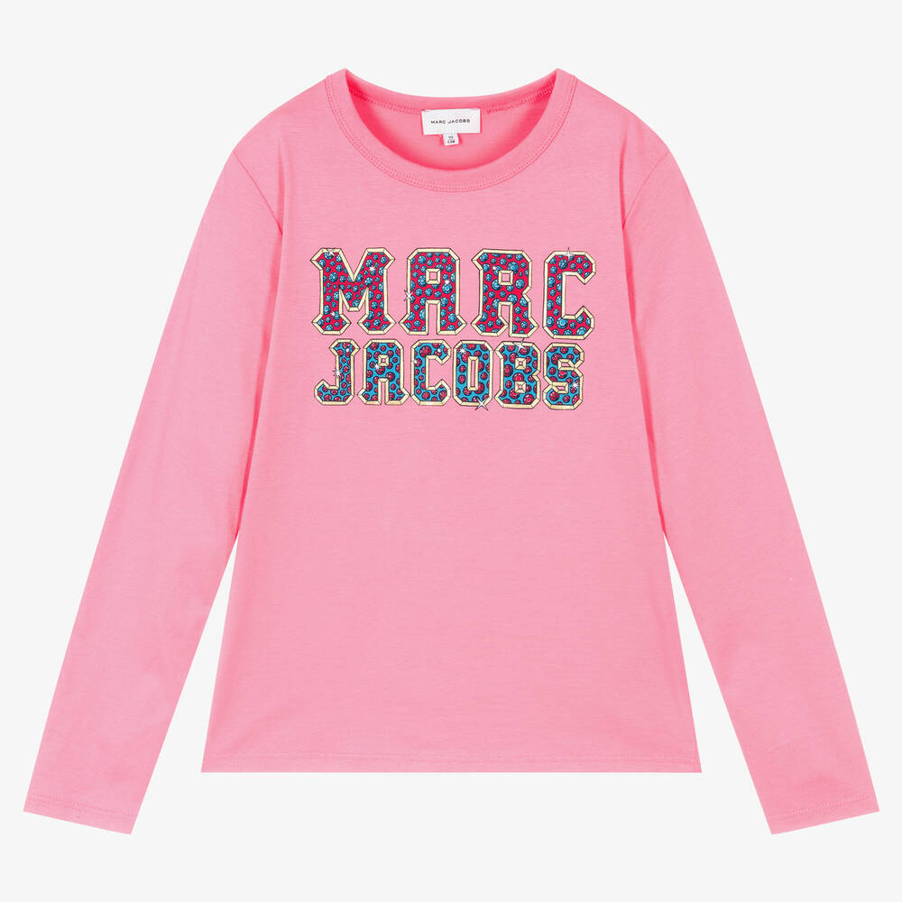 MARC JACOBS - توب تينز بناتي قطن جيرسي عضوي لون زهري | Childrensalon