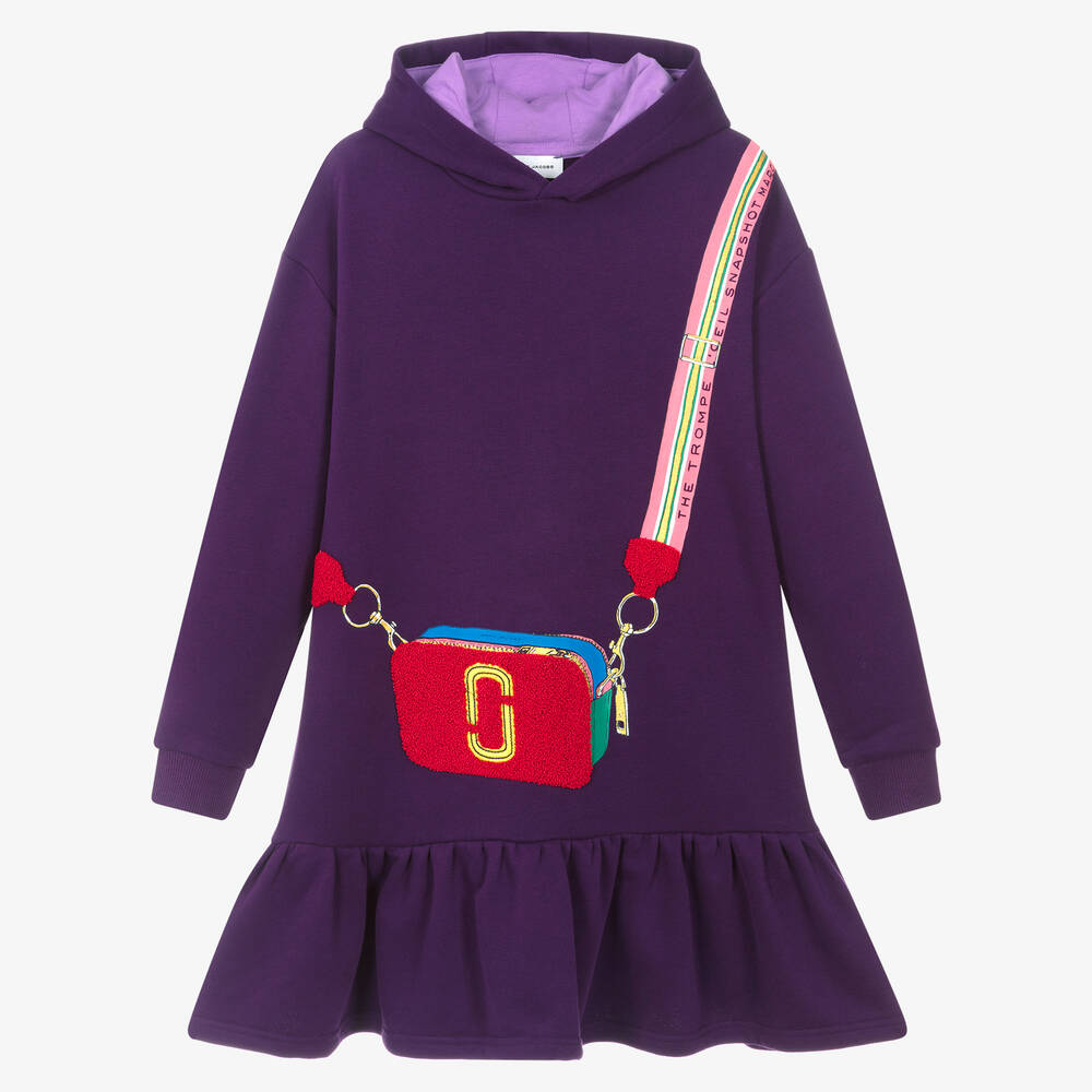 MARC JACOBS-فستان بطبعة حقيبة سنابشوت لون بنفسجي تينز | Childrensalon Outlet
