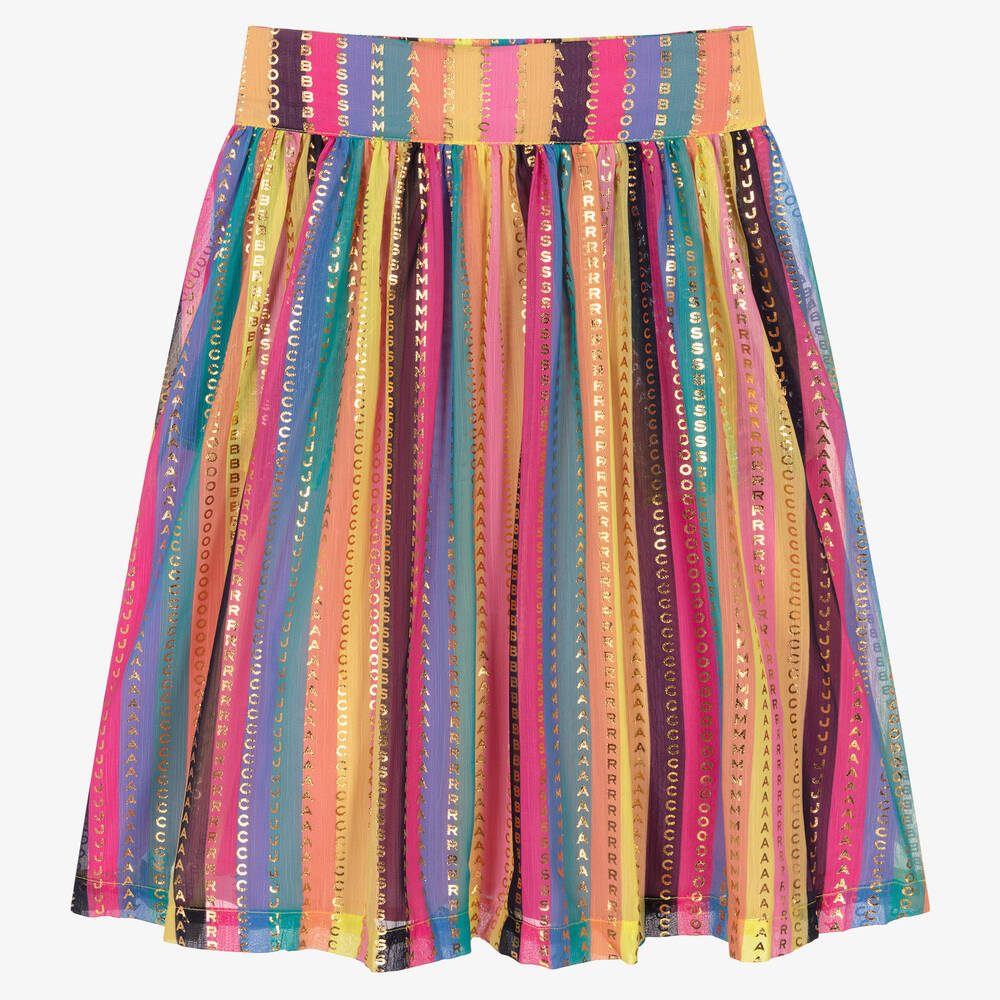 MARC JACOBS - تنورة تينز بناتي شيفون مقلم بطبعة ملونة | Childrensalon