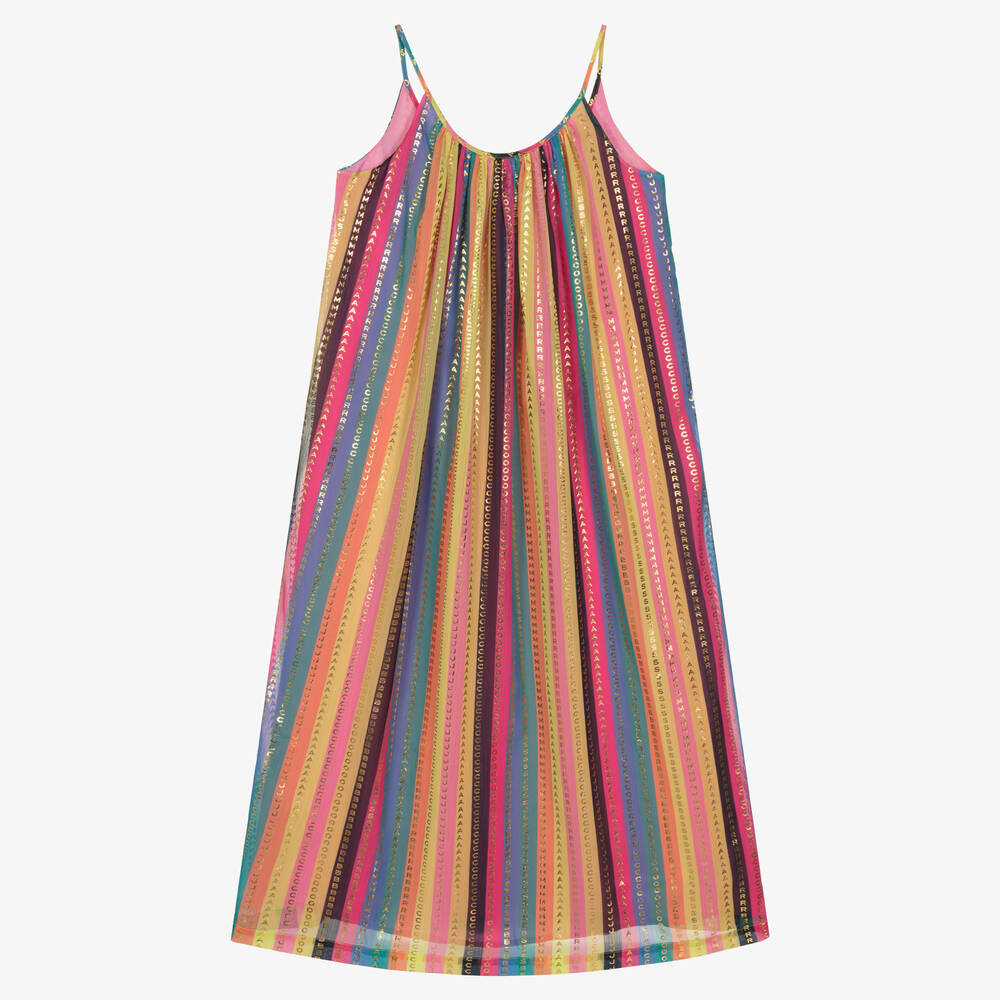 MARC JACOBS - فستان ماكسي تينز بناتي شيفون مقلم ألوان | Childrensalon