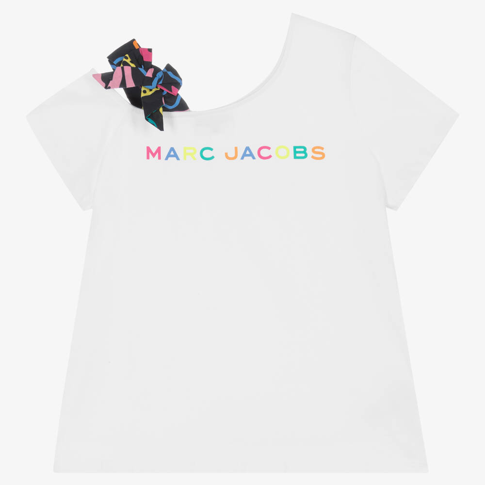 MARC JACOBS - Teen Girls White Asymmetric Logo T-Shirt | Childrensalon