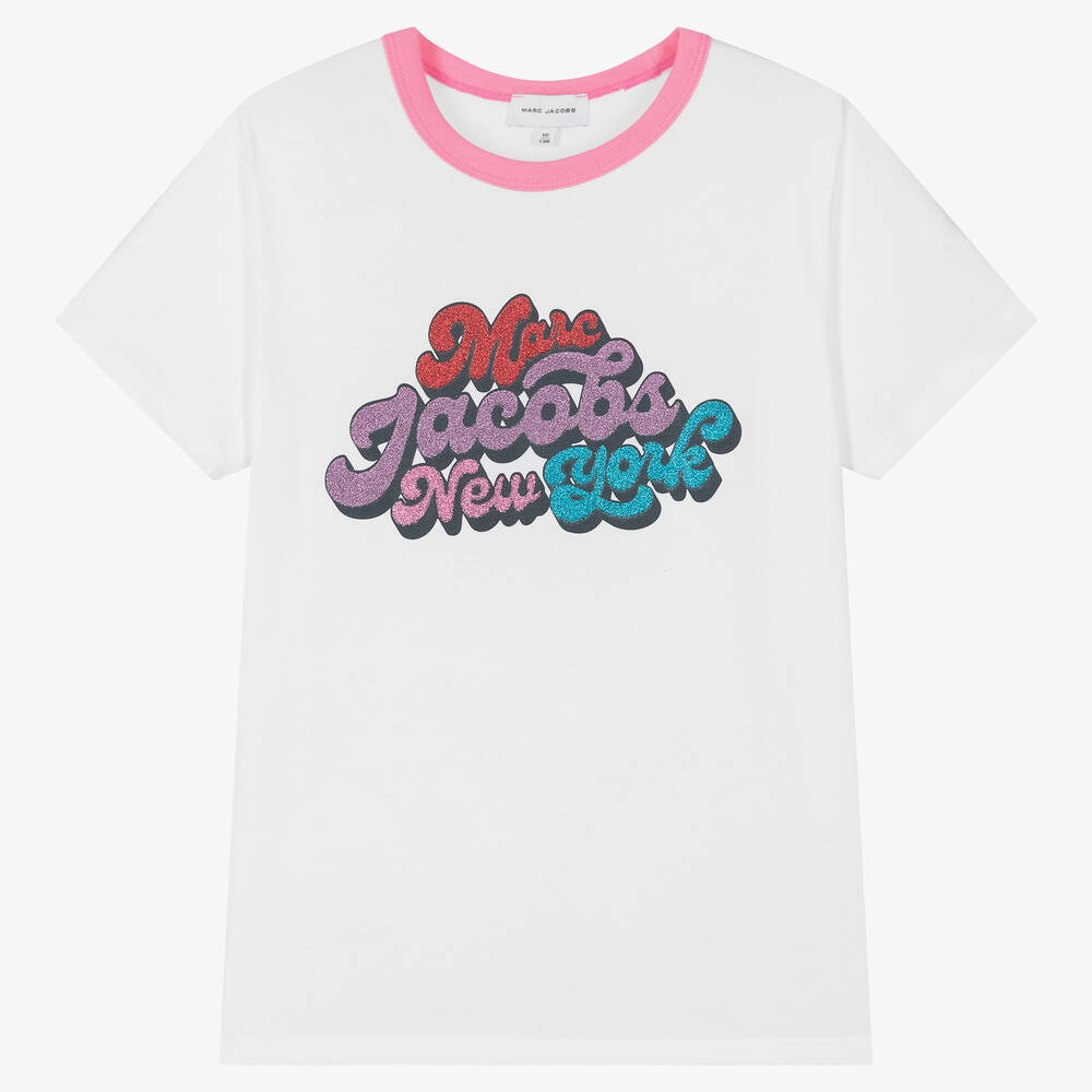 MARC JACOBS-تيشيرت تينز بناتي قطن عضوي لون أبيض | Childrensalon Outlet