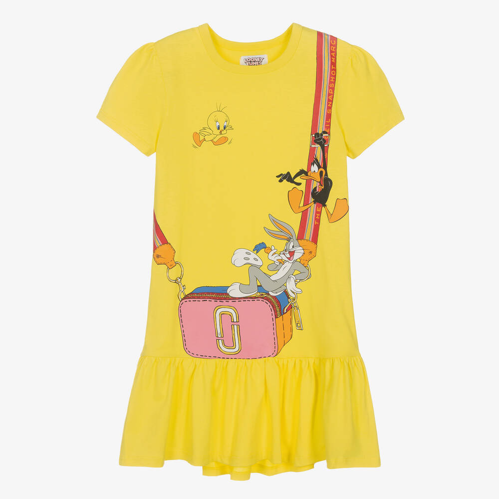 MARC JACOBS - فستان تينز بناتي قطن جيرسي لون أصفر | Childrensalon