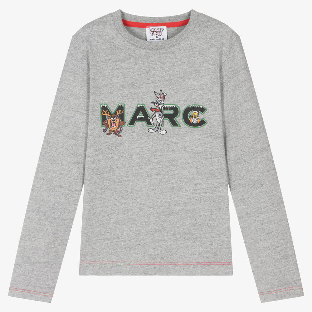 MARC JACOBS-توب بطبعة لوني تيونز قطن عضوي لون رمادي تينز | Childrensalon Outlet