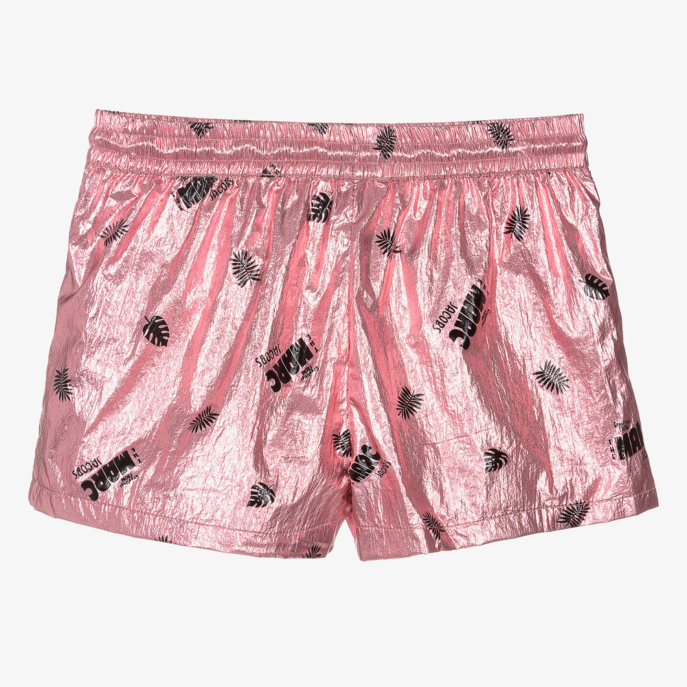 MARC JACOBS-Teen Pink Foil Logo Shorts | Childrensalon Outlet