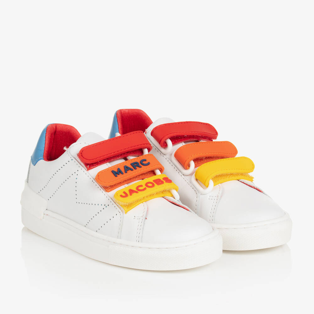 MARC JACOBS - Белые кожаные кроссовки с разноцветными деталями | Childrensalon