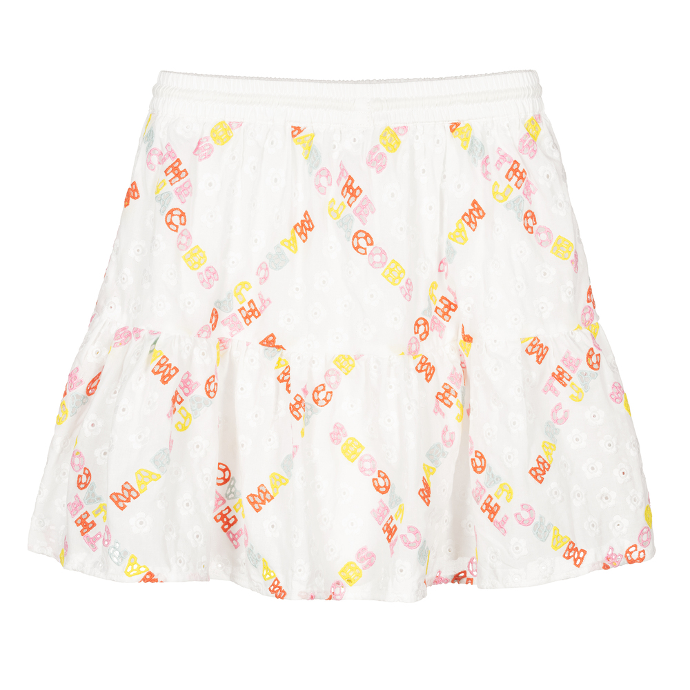 MARC JACOBS-Teen White Logo Cotton Skirt | Childrensalon Outlet