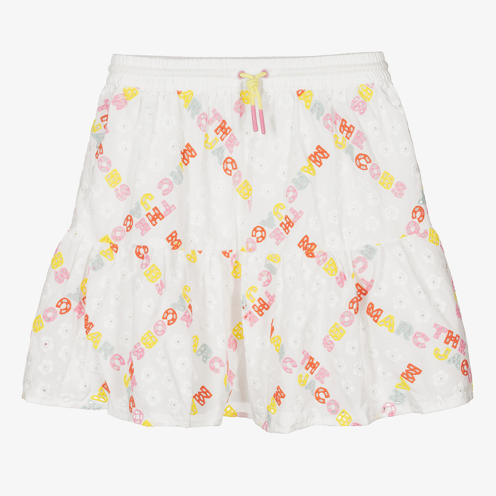 MARC JACOBS-تنورة تينز بناتي قطن برودوري لون أبيض | Childrensalon Outlet