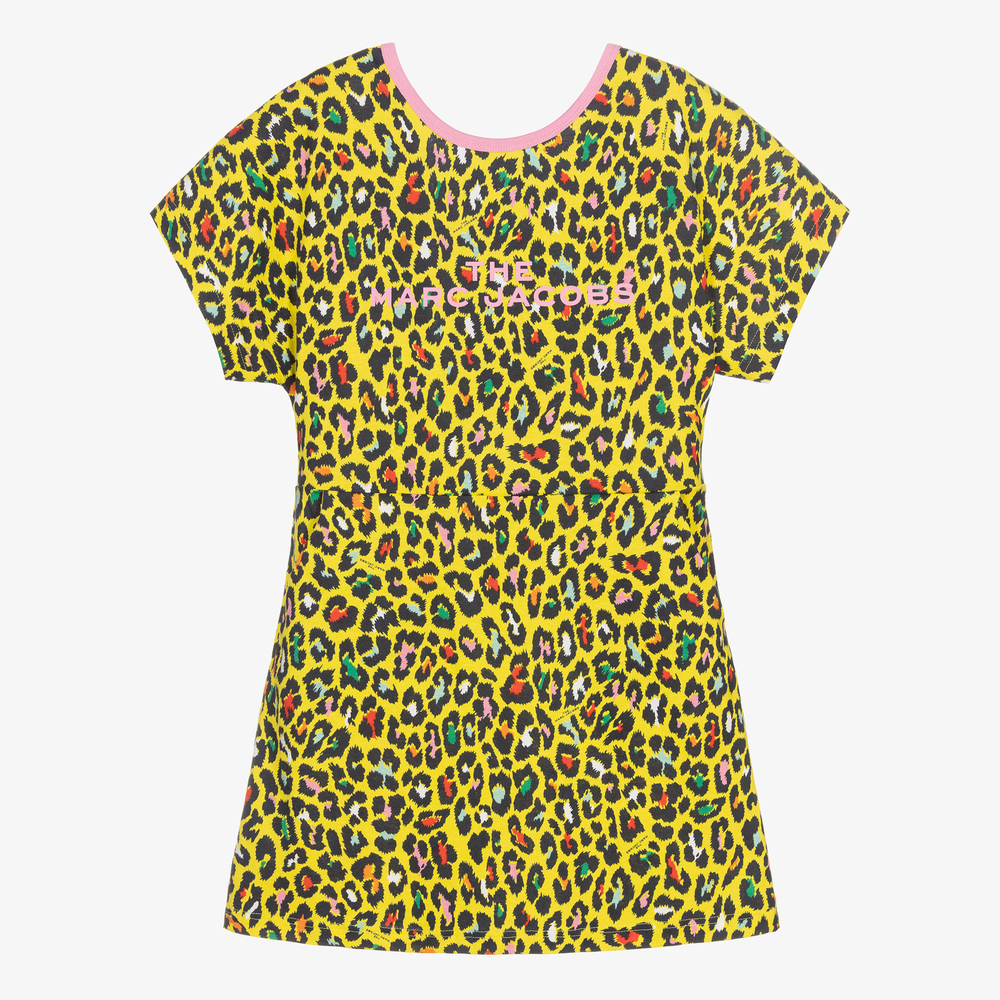 MARC JACOBS - فستان تينز بناتي قطن عضوي جيرسي لون أصفر | Childrensalon