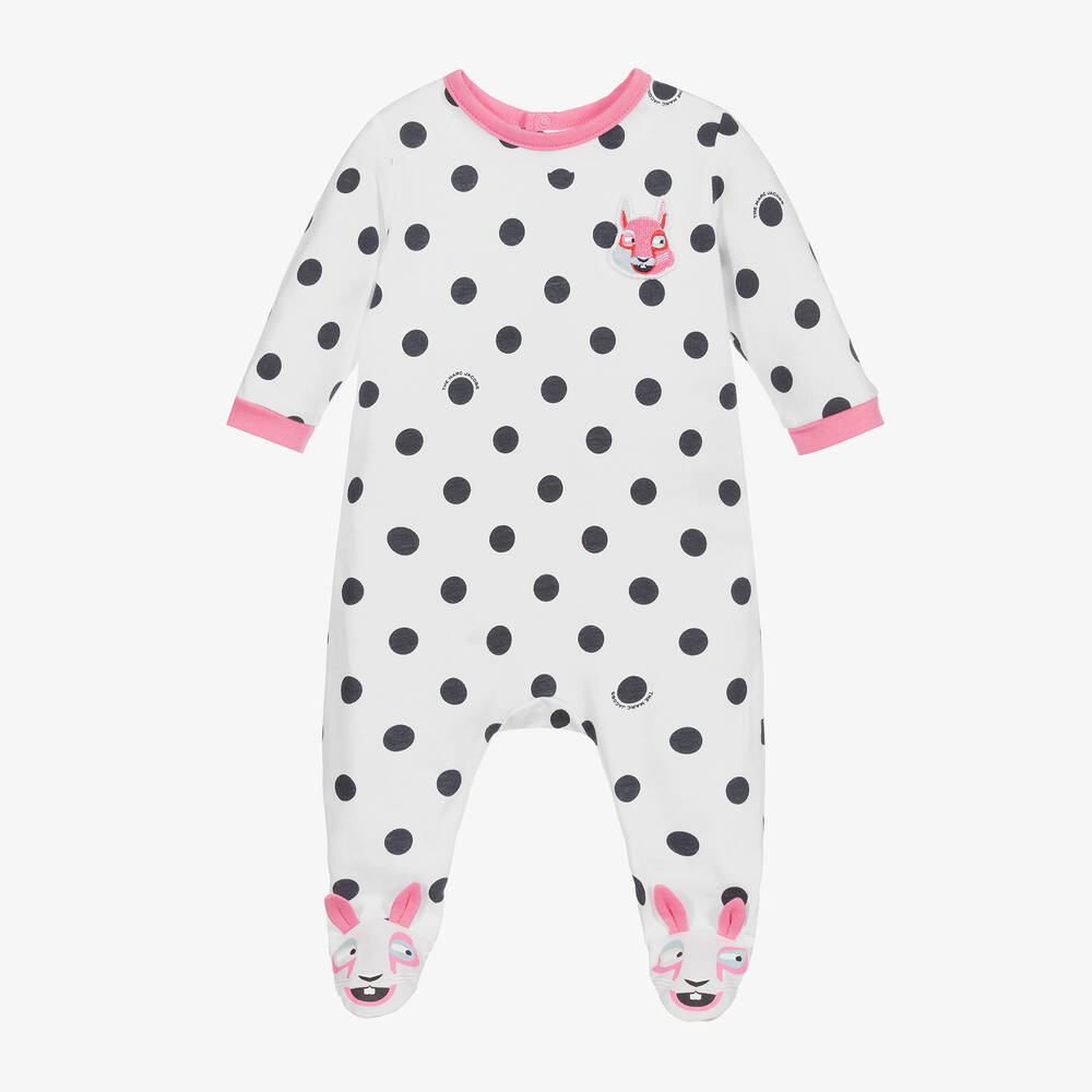 MARC JACOBS-White & Black Logo Babygrow | Childrensalon Outlet