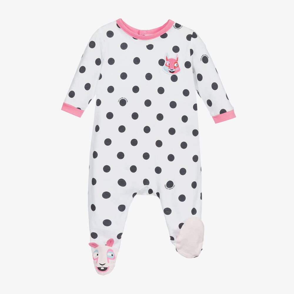 MARC JACOBS-White & Black Logo Babygrow | Childrensalon Outlet