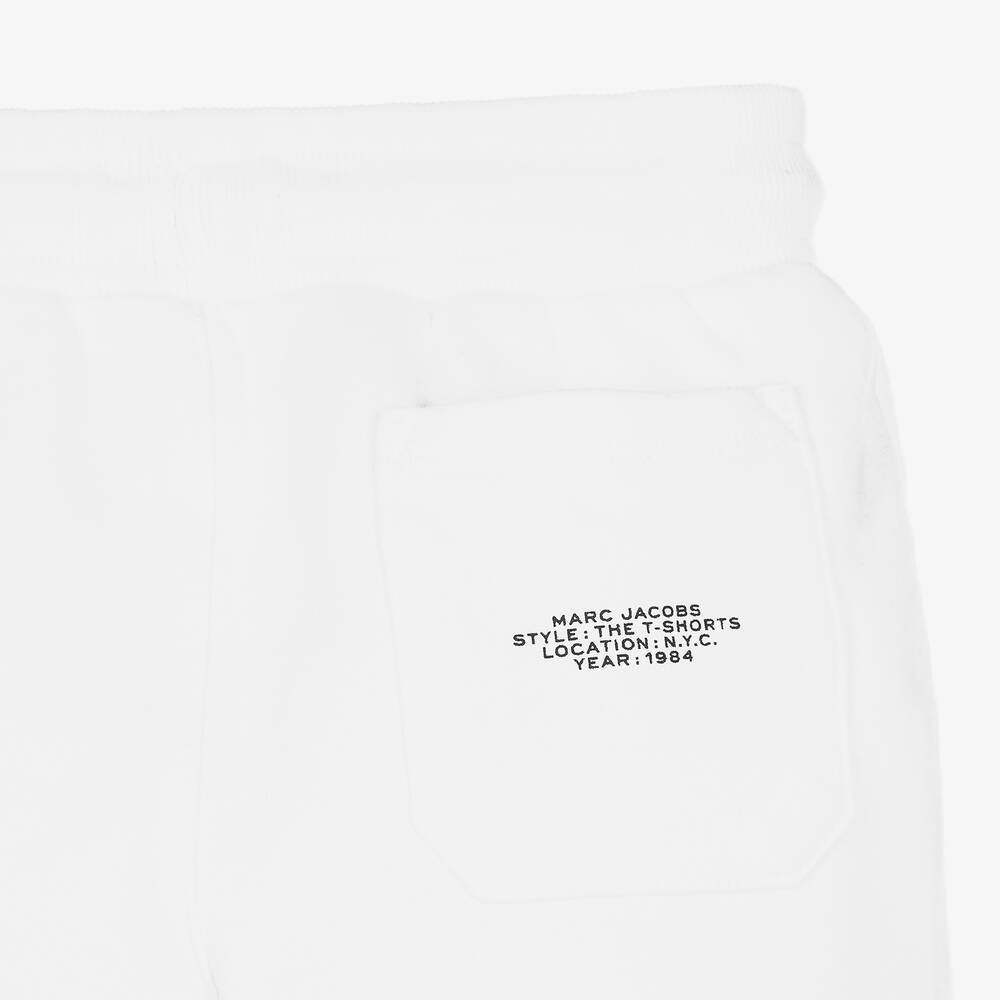 MARC JACOBS-White Cotton Logo Shorts | Childrensalon Outlet