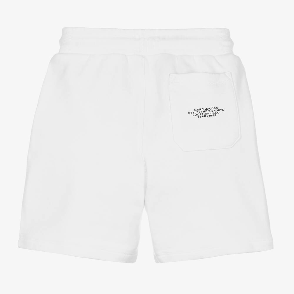 MARC JACOBS-White Cotton Logo Shorts | Childrensalon Outlet
