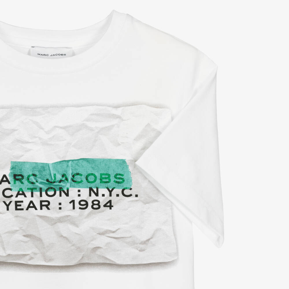 MARC JACOBS-White & Green Ss Tshirt | Childrensalon Outlet