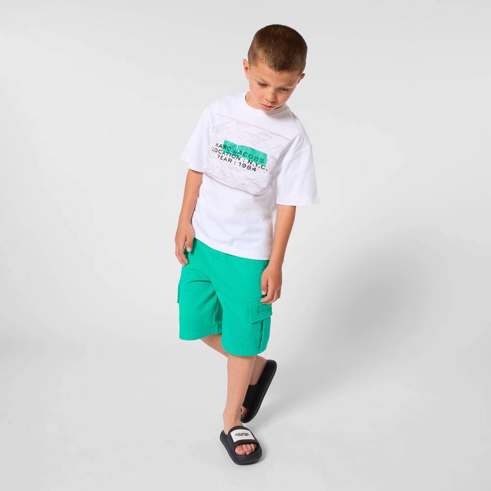 MARC JACOBS-White & Green Ss Tshirt | Childrensalon Outlet