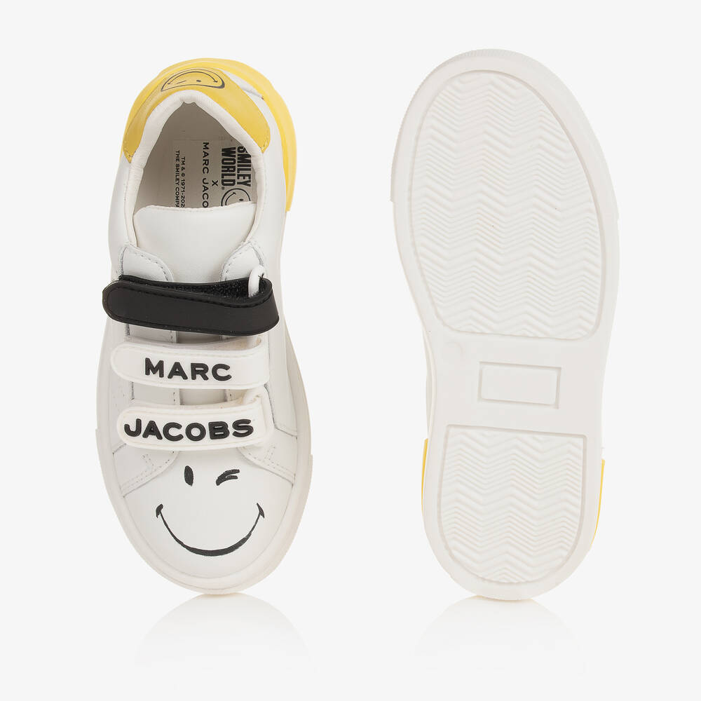 MARC JACOBS-White Leather Smiley Trainers | Childrensalon Outlet