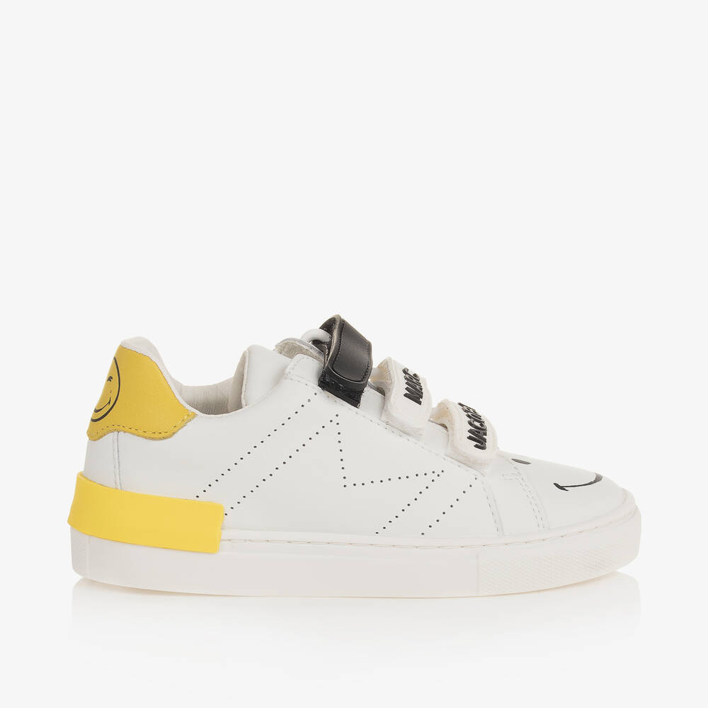 MARC JACOBS-White Leather Smiley Trainers | Childrensalon Outlet