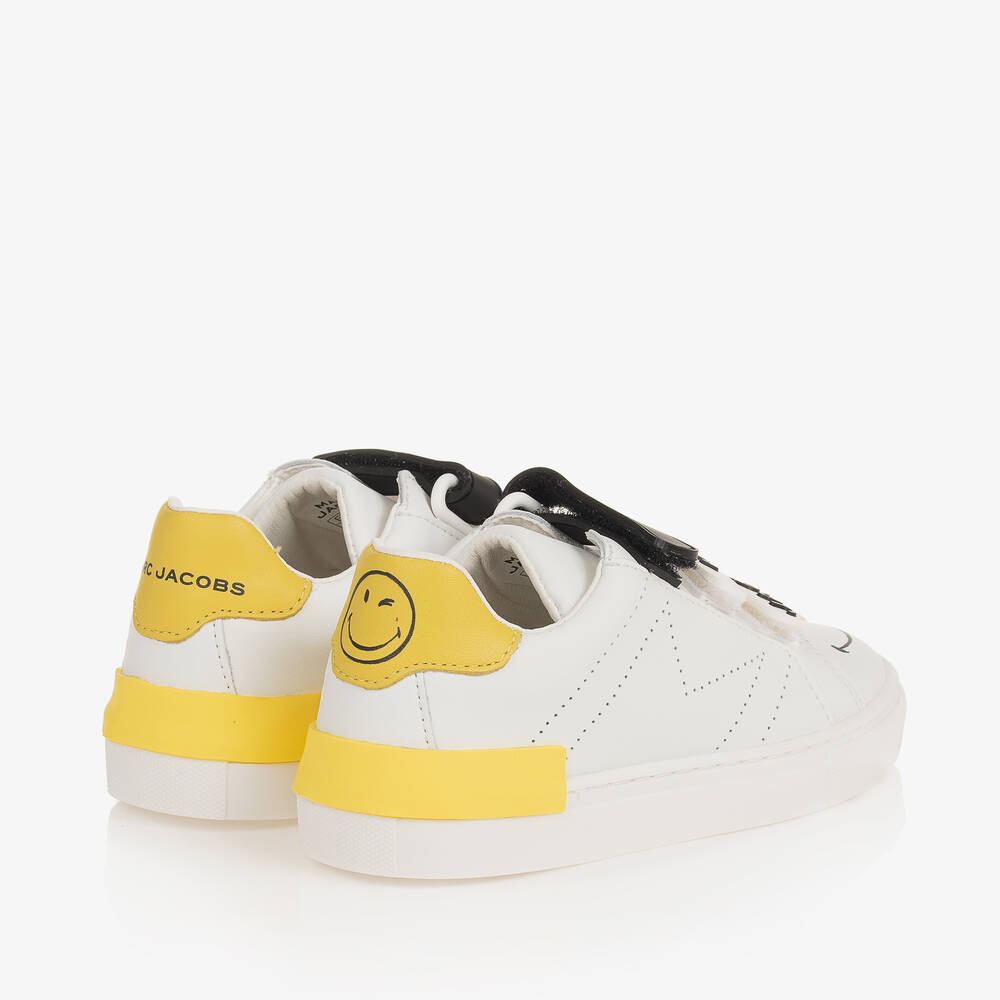 MARC JACOBS-White Leather Smiley Trainers | Childrensalon Outlet