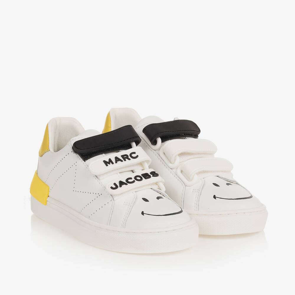 MARC JACOBS-White Leather Smiley Trainers | Childrensalon Outlet