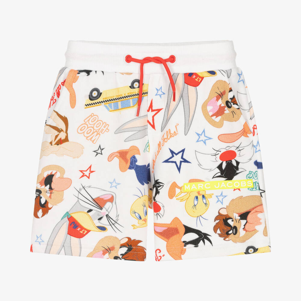 MARC JACOBS - White Looney Tunes Logo Cotton Shorts | Childrensalon
