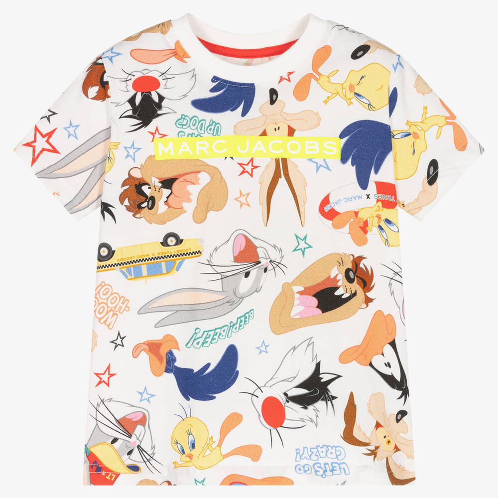 MARC JACOBS - White Looney Tunes Logo Cotton T-Shirt  | Childrensalon