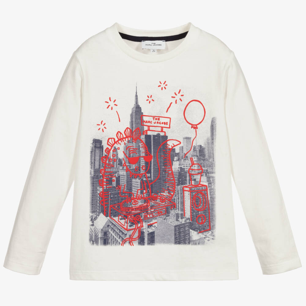 MARC JACOBS-White Organic Cotton Top | Childrensalon Outlet