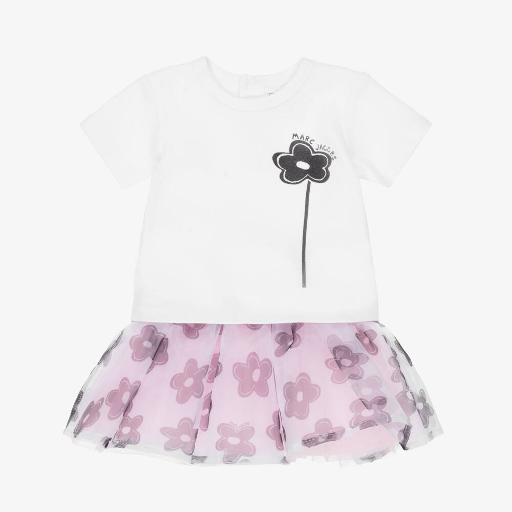 MARC JACOBS-White & Pink Tulle Skirt Set | Childrensalon Outlet