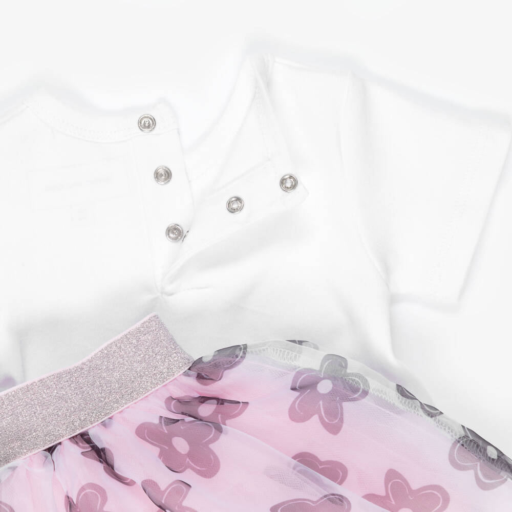 MARC JACOBS-White & Pink Tulle Skirt Set | Childrensalon Outlet