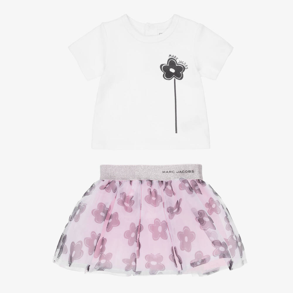 MARC JACOBS-White & Pink Tulle Skirt Set | Childrensalon Outlet