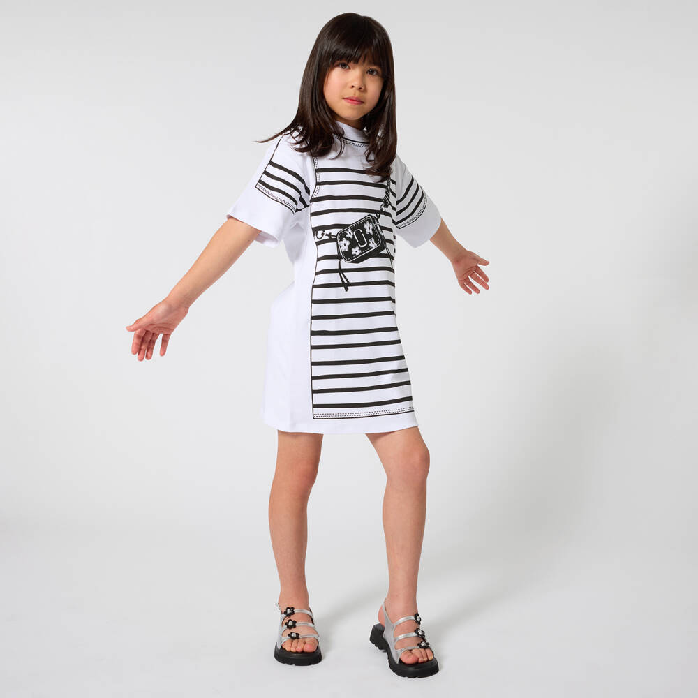 MARC JACOBS-White Printed Bag Dress | Childrensalon Outlet