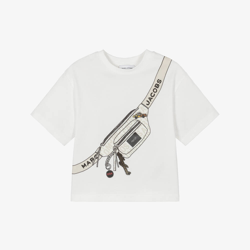 MARC JACOBS-White Printed Bag Ss Tshirt | Childrensalon Outlet