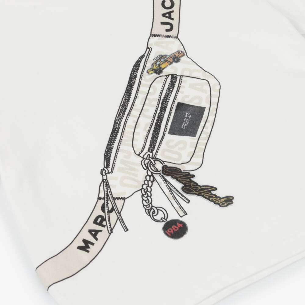 MARC JACOBS-White Printed Bag Ss Tshirt | Childrensalon Outlet