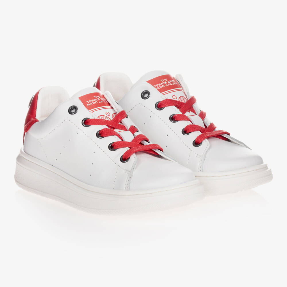 MARC JACOBS-White & Red Leather Trainers | Childrensalon Outlet