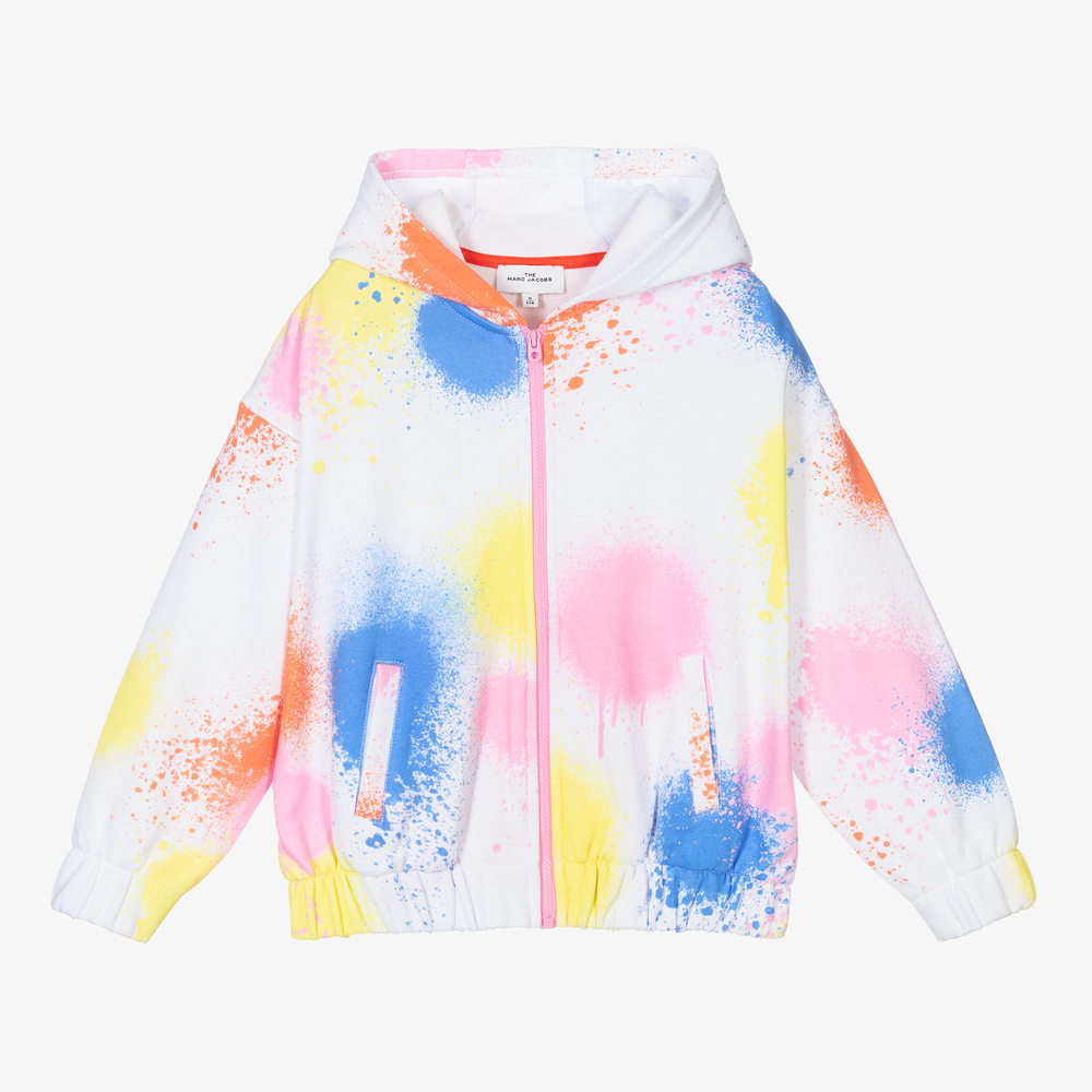 White Spray Paint Zip Up Top