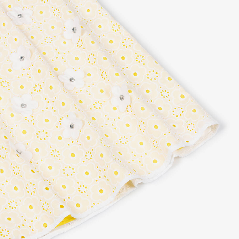 MARC JACOBS-White Yellow Broderie Anglaise Dress | Childrensalon Outlet