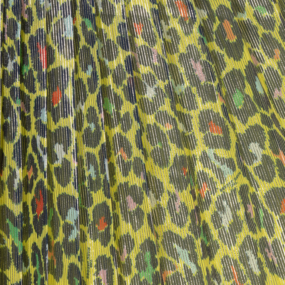 MARC JACOBS Yellow Cheetah Pleated Skirt