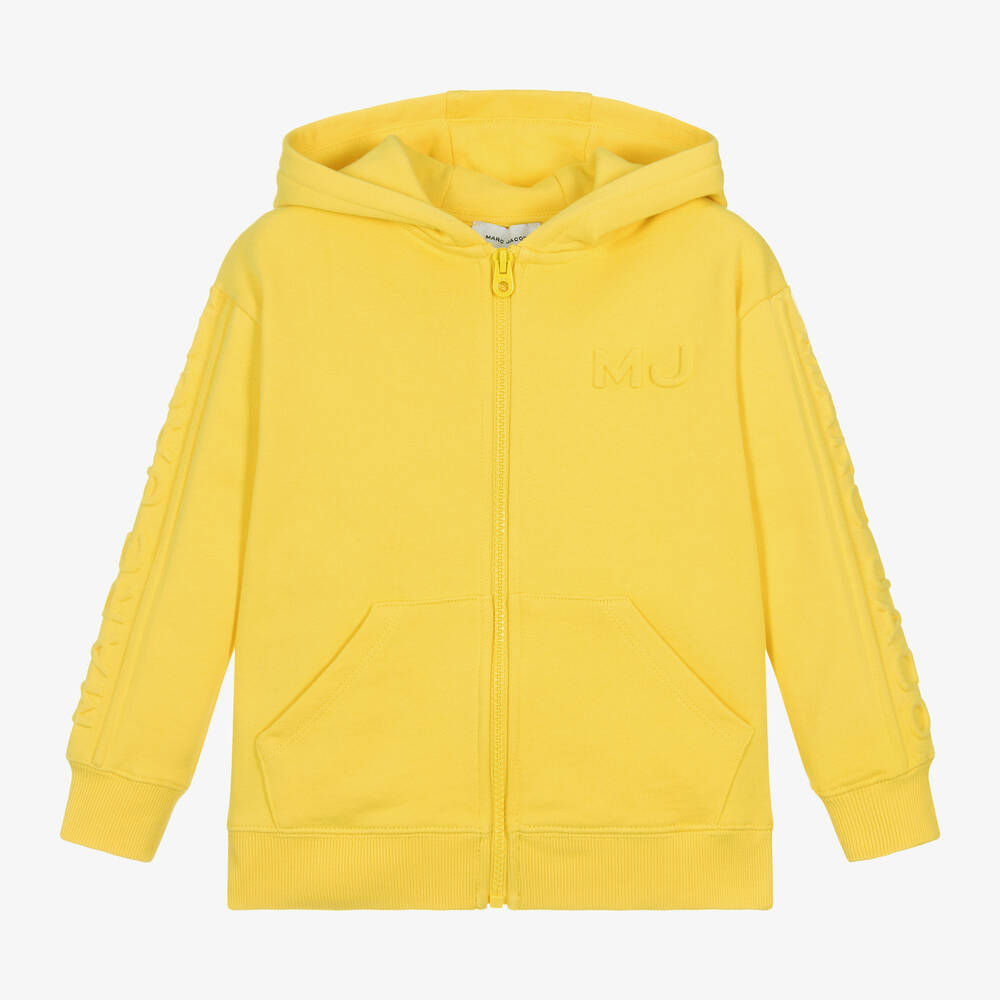 Yellow Embossed Cotton Hoodie