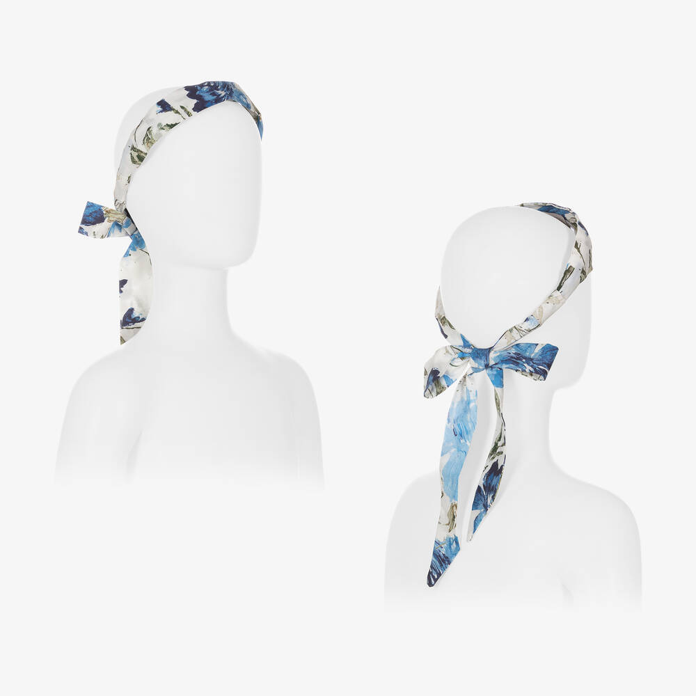 مارشيزا كيدز كوتور-طوق للشعر لون أزرق بطبعة ورود للبنات | Childrensalon Outlet