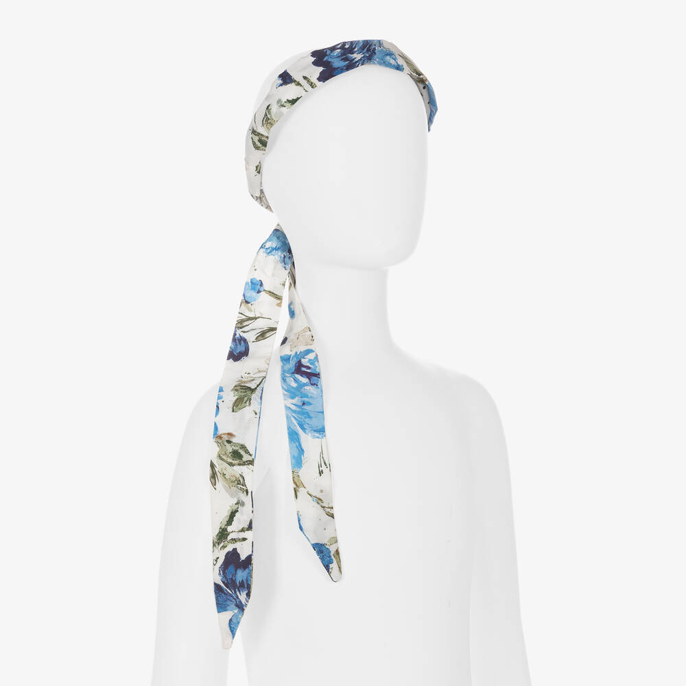 مارشيزا كيدز كوتور-طوق للشعر لون أزرق بطبعة ورود للبنات | Childrensalon Outlet