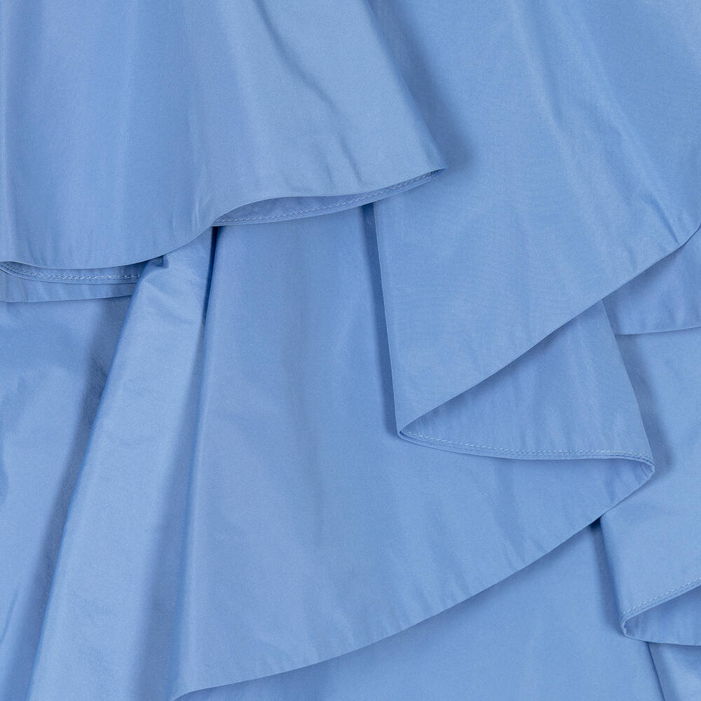 مارشيزا كيدز كوتور-فستان تافتا ومكرميه لون أزرق | Childrensalon Outlet