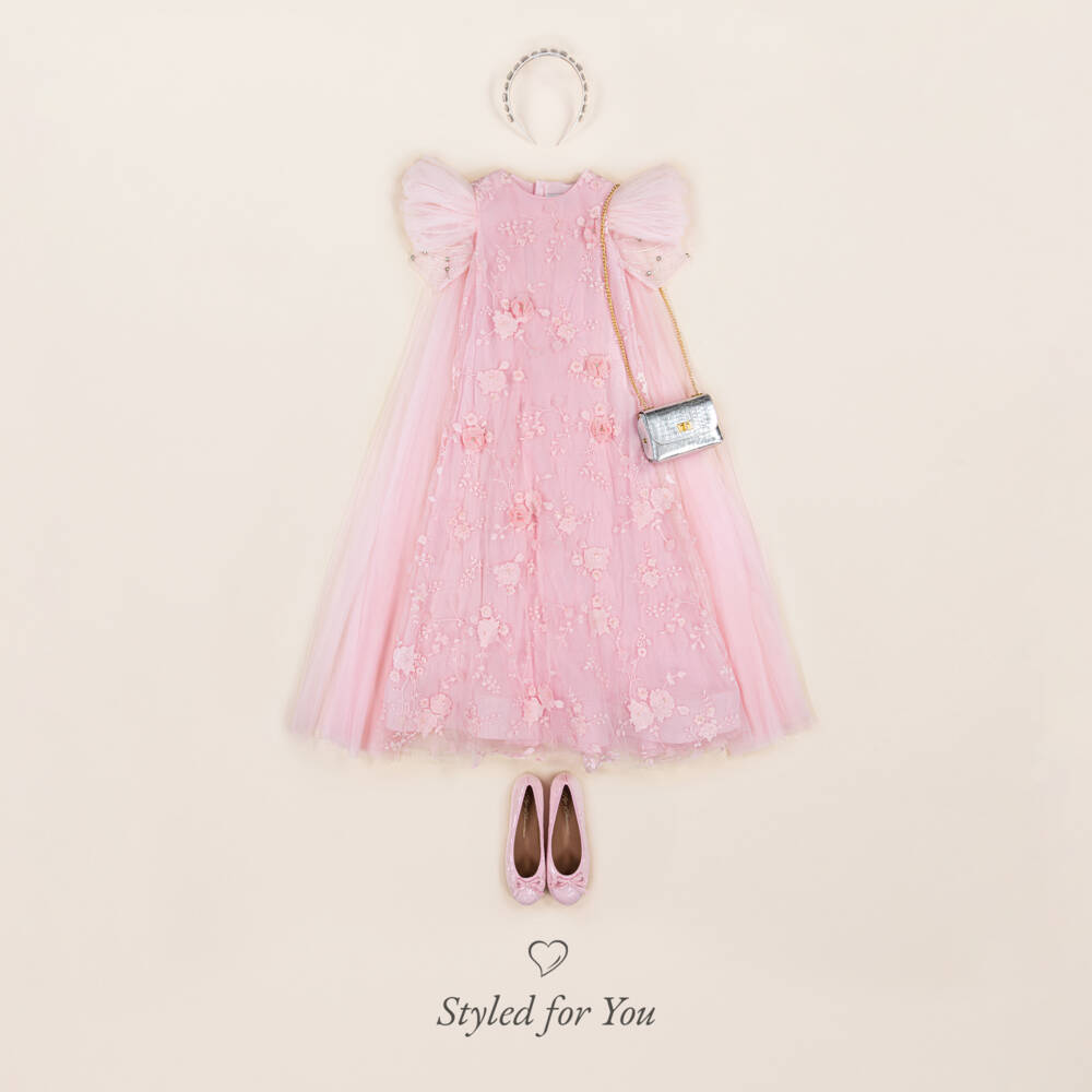 Marchesa Kids Couture-Girls Blush Lace Tulle Gown | Childrensalon Outlet
