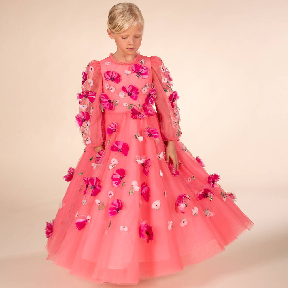 Marchesa pink floral dress best sale